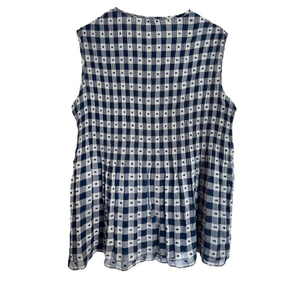 Max Studio Lined Navy Size Large Tunic Sleeveless Top Pleated Babydoll NWT - Picture 6 of 14